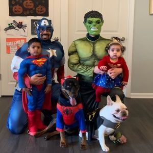 Superhero Costume: Captain America, WonderWoman, Bat & Superman, SpiderMan, Hulk